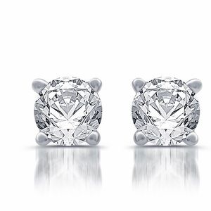 Brilliance Diamond Round Stud Earrings 10k White Gold/ 1 CTTW